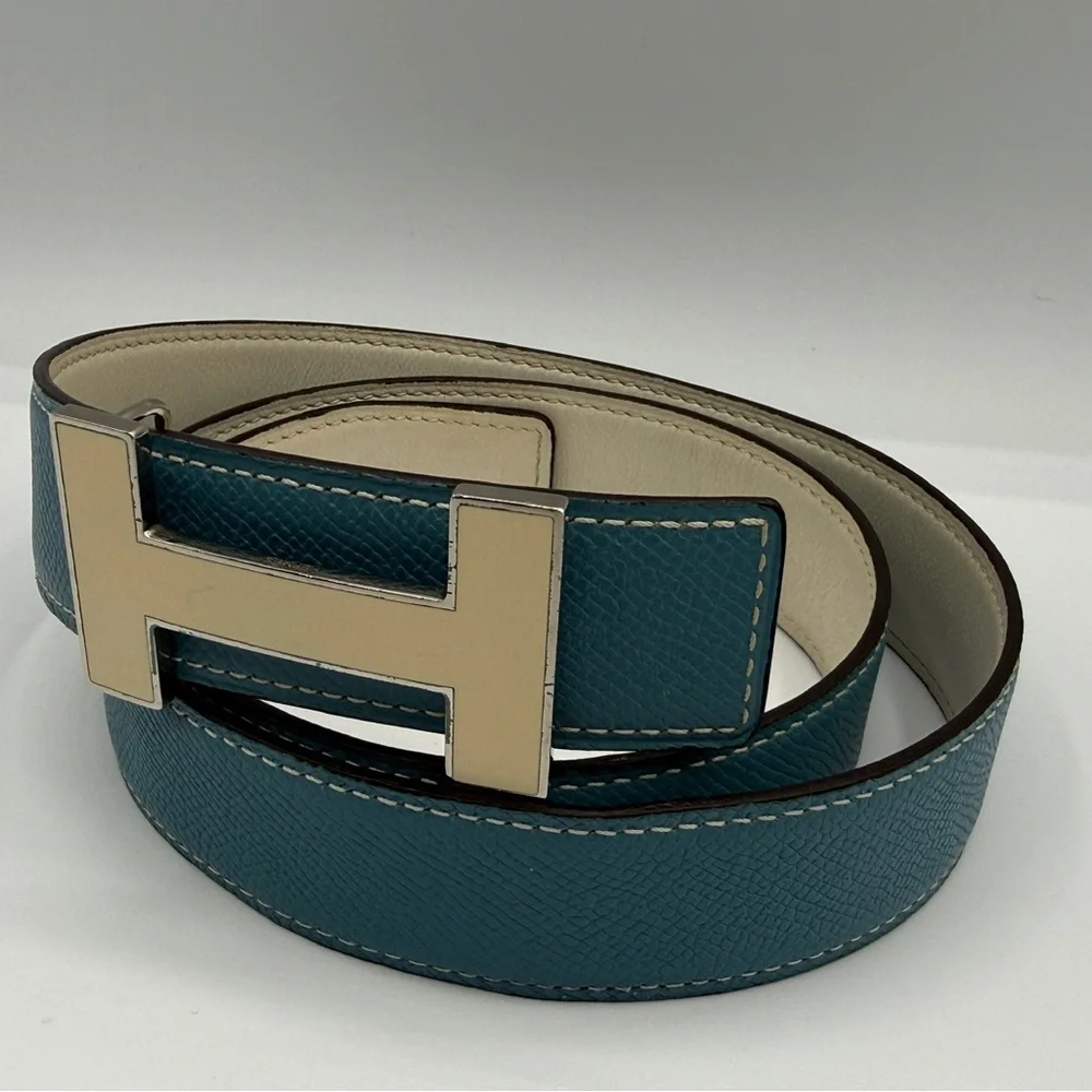 Hermes Teal Belt with Gold Buckle - Picture 7 of 7